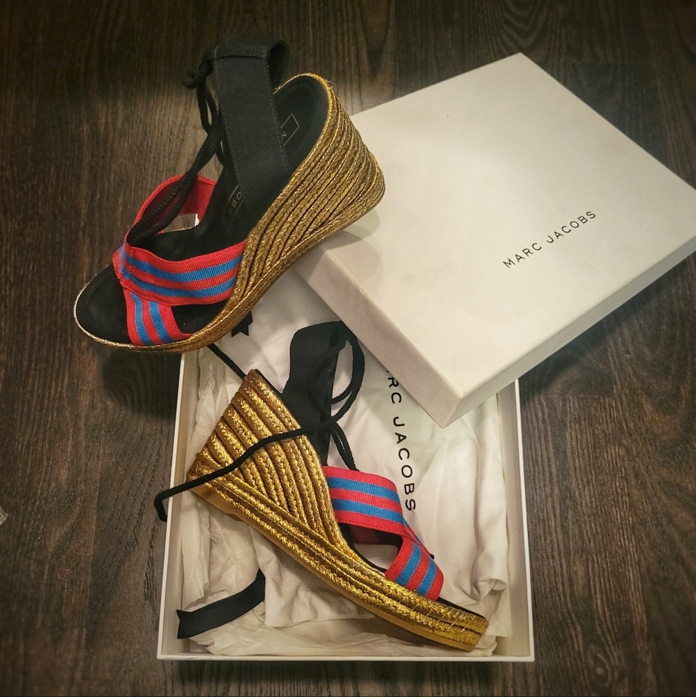 Marc Jacobs DANI Espadrille wedges red/blue sz 6.5
